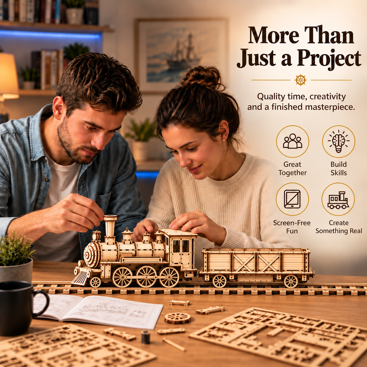 DIY Wooden Train Model Building Kit